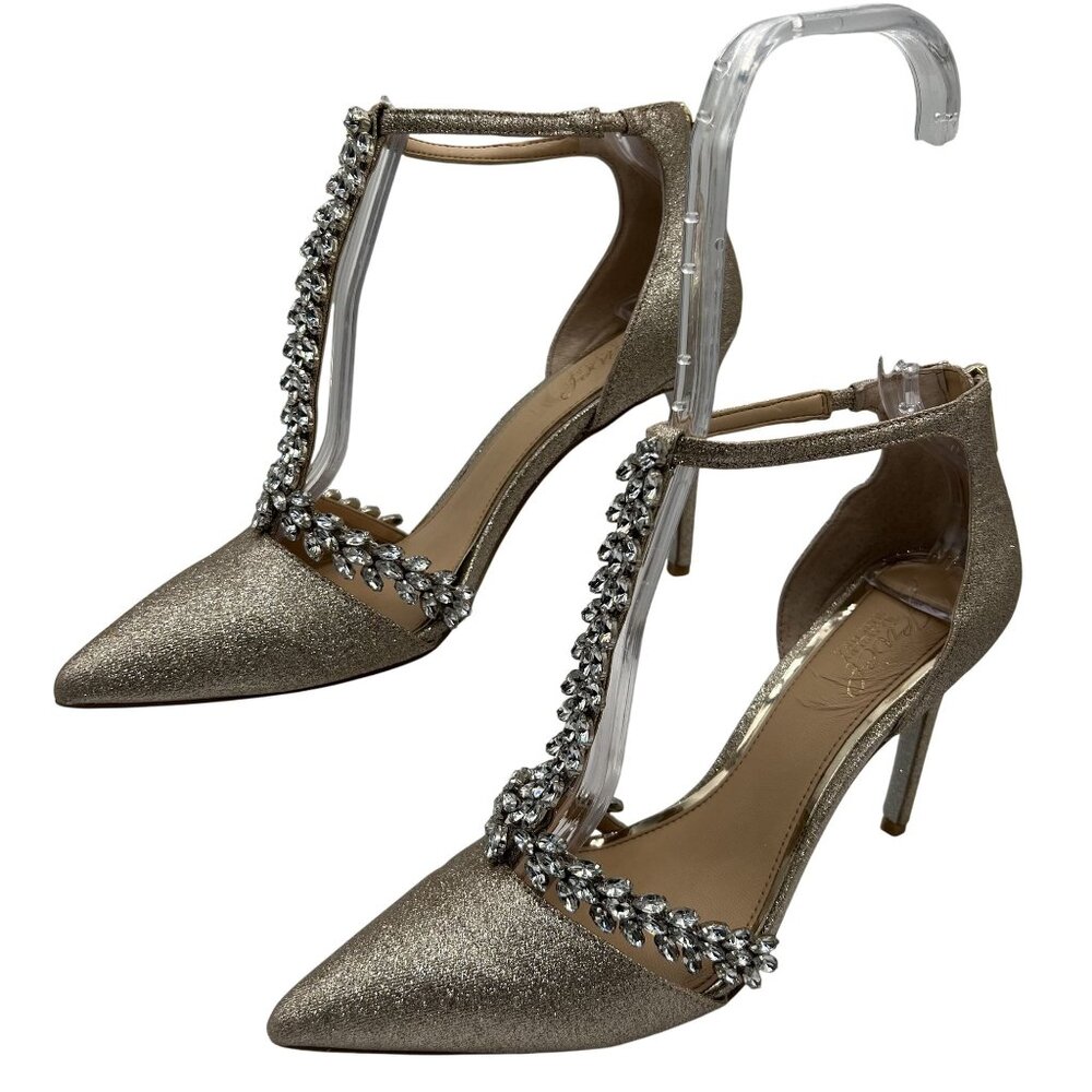 Badgley Mischka Glittering Gold Heels with Silver Accents
